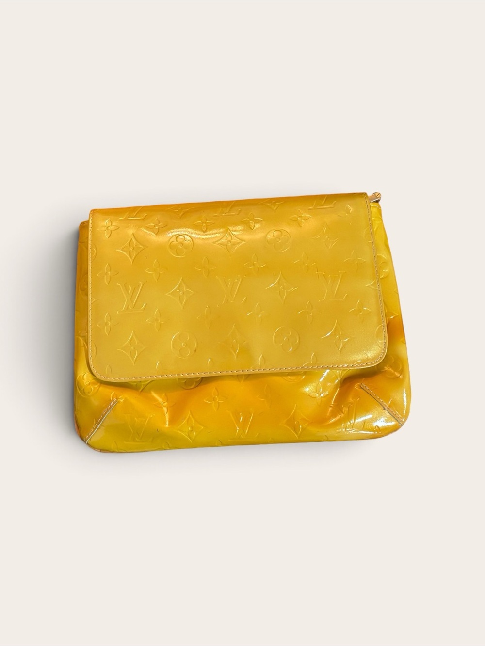 Louis Vuitton Yellow Vernis Monogram Flap Clutch - Picture 1 of 3